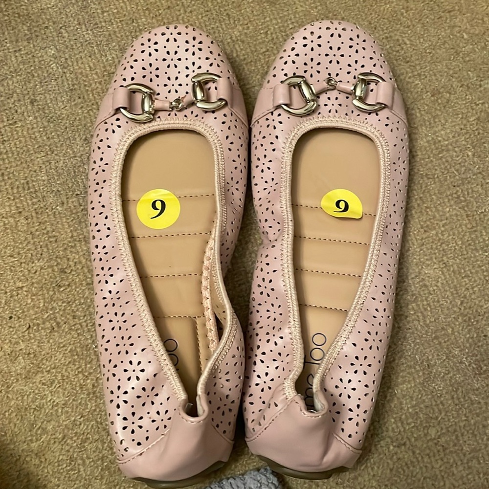 Pink flats with gold detail